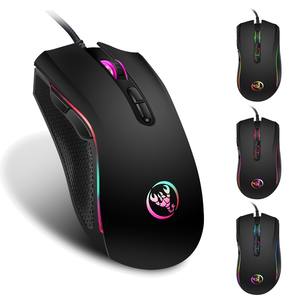 Hxsj A869 Optische Rgb Bedrade Gaming Muis Voor Pc Laptop Ergonomische Achtergrondverlichting Ontwerp 4-niveau Resolutie Aanpassing Rechts <span class=keywords><strong>Usb</strong></span> - Product Image 4