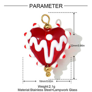 حلي زجاجية مصنوعة يدويًا على شكل قلب وزهرة الأقحوان ومربع لإكسسوارات المفاتيح والهواتف وسلاسل الحقائب - Product Image 5