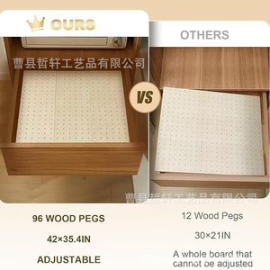 Organizador de Cajones Ajustable de Madera con Panel Perforado de 42x35.4in para Almacenamiento en la Cocina con 96 Clavijas de Madera - Product Image 1