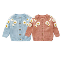 Ins Automne Vêtements Bébé À La Main Brodé Cardigan Pull Européen Et Américain À La Mode À Manches Longues Daisy Top