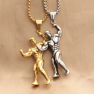 yunnique Muscular Men's Stainless Steel Pendant Necklace Retro Fitness Style For Men 280317 - Product Image 1