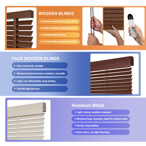 2" Wooden Horizontal Smart Blinds <strong>Window</strong> Shttuer Eco-friendly Automatic Light Control Cordless Venetian Blinds for Hotel Home - Product Image 4