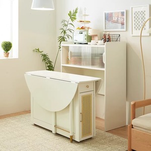 <span class=keywords><strong>Tavolo</strong></span> da Pranzo Rotondo <span class=keywords><strong>Allungabile</strong></span> e Pieghevole in Legno Massello Nordico, <span class=keywords><strong>Tavolo</strong></span> da Pranzo Compatto di Lusso in Gomma di Siamè per Spazi Ristretti - Product Image 4