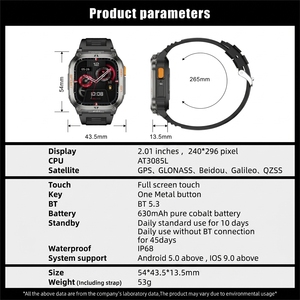 Bracelet intelligent QX18 avec écran IPS de 2,01 pouces, étanche IP68, lecture de musique, réponse aux appels, suivi d'activité, réveil, compatible - Product Image 6