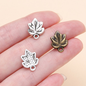 Pendentif feuille d'érable en alliage de zinc, accessoires de bijoux DIY, plaqué argent ancien et bronze, pour collier, bracelet, porte-clés - Product Image 3