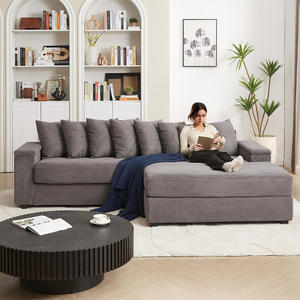 Luxe Oversized L-Shape <b>Convertible</b> <b>Sofa</b> Set Chaise Comfy Corduroy Sectional Couches 8 Pillows Two Armrest Storage Hotel - Product Image 1