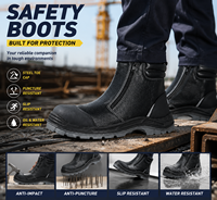 Chaussures de sécurité ACE à fermeture éclair pour la construction, bottes de sécurité été automne hiver anti-perforation en cuir véritable de buffle et acier
