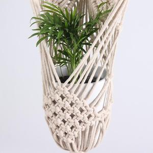 AAA278 Pot de fleurs en coton fait à la main, décoration de la maison, jardinière en corde tissée, cintre pour plantes, panier suspendu en coton - Product Image 2