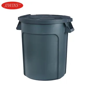 Jiwins Atacado Hotel Plástico Rodas 121L 32 Galões Heavy-duty Recipiente Redondo Grande Recipiente Reciclar Lixo Bin Can Com Tampa