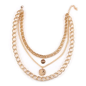 Collar de cadena de oro de varias capas con colgante de amor, diseño geométrico, joyería de moda para mujer - Product Image 4