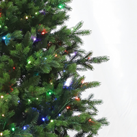 Sapin de Noël artificiel pré-éclairé coloré, lumières LED vibrantes, branches de pin réalistes, support stable pour décoration de fête festive