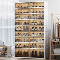 Organisateur de chaussures pliable à 9 niveaux, facile à installer, armoire à chaussures en plastique monobloc, organisateur de chaussures en plastique avec logo personnalisé