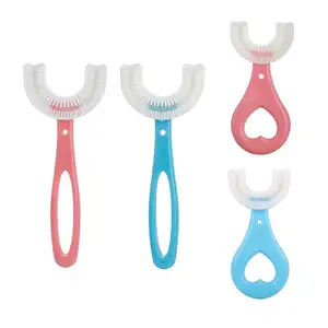 Escova de dentes portátil em forma de u, divertida, prática e simples, segurança para crianças, de silicone, bebê