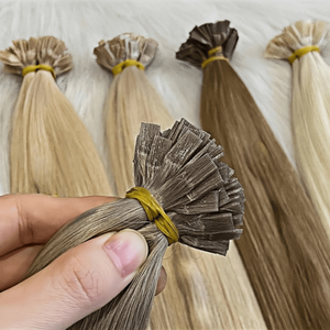Estensioni per Capelli con Cheratina a Punta Piatta Pre-Incollata, 100 Grammi, Capelli Russi Tinti Lisci, Doppia Trama - Product Image 1