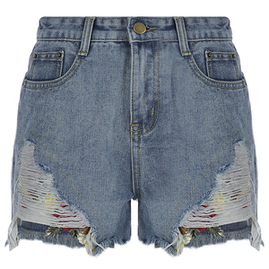 Moda Irregular borla desgastada viejos pantalones calientes de cintura alta de las mujeres Mini Sexy <span class=keywords><strong>Jeans</strong></span> Denim Shorts - Product Image 5
