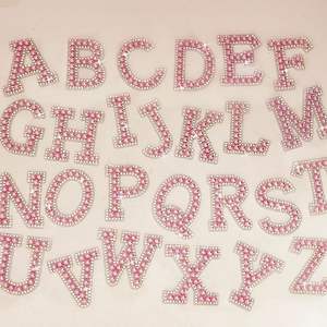Nouveau Design Hauteur 4.5cm <span class=keywords><strong>Alphabet</strong></span> Applique Lettres <span class=keywords><strong>Perle</strong></span> Fer sur Lettres Patchs pour Vêtements - Product Image 2