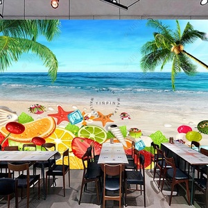 <span class=keywords><strong>Disegno</strong></span> della carta da parati 3d sfondo del succo del negozio di frutta della spiaggia di estate - Product Image 3
