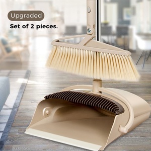 Leasylife two-piece household creative rotating head soft plastic broom and dustpan set