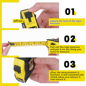 Mini ruban à mesurer en acier au carbone autobloquant de 5m 25mm de large 0.12mm d'épaisseur coque en plastique ABS jaune mesure rétractable avec logo personnalisé - Product Image 6