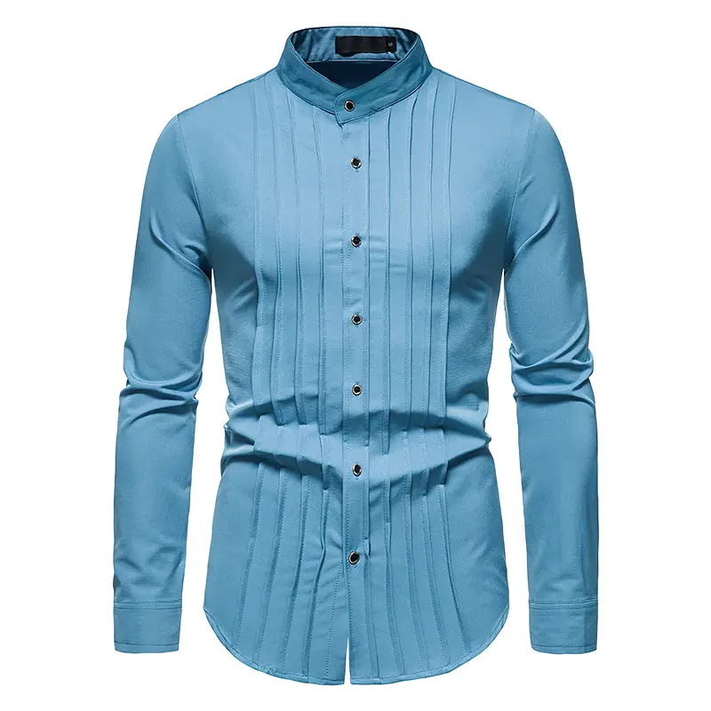 Royal Blue Wedding Tuxedo Shirt Men 2022 Brand Fashion Slim Fit Long Sleeve Mens Dress Shirts Business Casual Chemise Homme