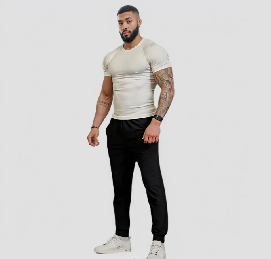 Camiseta esportiva masculina de manga curta esportiva de poliéster elastano ecológico de alta qualidade para treinamento de academia personalizada