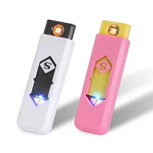 Mini portable encendedores USB Lighters,Briquet Lectriques,Rechargeable cigarro Windproof Flameless Electric Lighter