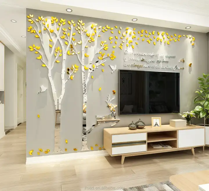 acrilico 3d adesivi murali decorazione della casa creativo grande albero  decalcomanie della parete soggiorno albero cervi adesivi murali
