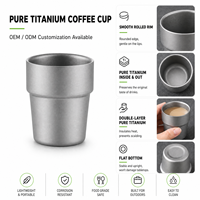 Cangkir Kopi Titanium Murni Berdinding Ganda Terisolasi, Mug Vakum Ringan untuk Perjalanan, Tumbler dengan Tutup untuk Kantor dan Berkemah