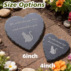 Lápida Conmemorativa para Gatos en Forma de Corazón, Silueta de Gato de 4 Pulgadas, Placa Conmemorativa para Jardín Exterior 'Siempre los Amaremos' - Product Image 5