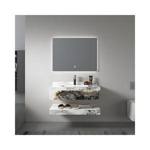 Juego de baño Premium con lavabo de cuarzo pulido Gabinete de <span class=keywords><strong>espejo</strong></span> LED <span class=keywords><strong>antivaho</strong></span> Bisagras de cierre suave - Product Image 1