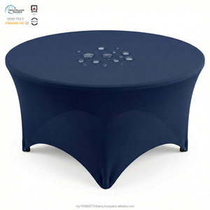 Housse de table extensible robuste en spandex bleu marine de 6 pieds, moderne, imperméable et écologique pour exposition professionnelle - Product Image 1