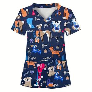High Quality Women <b>Scrub</b> Medical <b>Uniform</b> <b>Scrubs</b> Nursing Tops Factory Customer Printed <b>Scrubs</b> Sets - Product Image 1