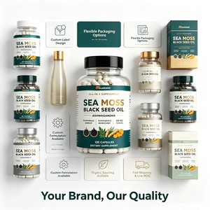 OEM/ODM 7-in-1 <strong>Sea</strong> <strong>Moss</strong> Supplement Black Seed Oil Burdock Root for North America Market Factory Direct 120 Capsules - Product Image 5