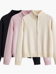 Usine personnalisé femmes pull en tricot Cardigans à manches longues demi-col haut <span class=keywords><strong>femme</strong></span> manteau tricot automne hiver <span class=keywords><strong>veste</strong></span> à glissière en cachemire - Product Image 6