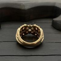 Love Conquered 18K Gold Trendy Brand Diamond-Embellished Guardian Thin Gemstone Ring for Couples