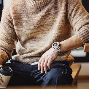 2023 Top vendeur hommes coton côtes vêtements pull demi fermeture éclair hiver grande taille câble tricot chandails pour hommes - Product Image 3