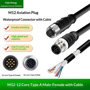 Fabrik M12 12-poliger A-Typ Wasserdichter Steckverbinder Luftfahrtstecker Männlich und Weiblich Industriekamera-Netzwerkkabel - Product Image 2