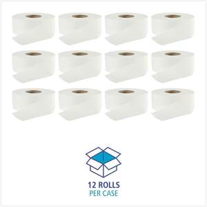 Papier toilette blanc en rouleau jumbo 2 plis, compatible fosses septiques, Boardwalk - 3,2 po X 525 pieds (12 rouleaux/carton) - Product Image 1
