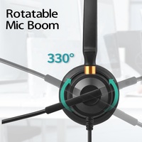 Lantronlife LL-H60 RJ9 Headset telepon, headphone pusat panggilan kabel 2.6M dengan mikrofon untuk Studio kantor dan kerja