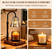 Lampe chauffe-bougie vintage avec minuterie et variateur d'intensité, hauteur réglable, cadeaux de Noël et d'anniversaire pour femmes, mamans, elle, cadeau de pendaison de crémaillère