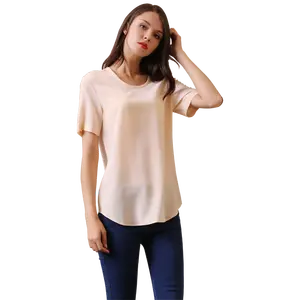 China Fábrica Fornecedor Tamanho Grande Camisa De Seda Múltipla Cor Plain Dyed Silk Blusa para mulheres elegantes
