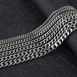 Collier chaîne <span class=keywords><strong>gourmette</strong></span> cubaine en acier inoxydable, 3mm-8mm, finition argentée polie, bijoux hip-hop pour hommes, vente en gros, OEM ODM - Product Image 1