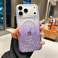 Coque de téléphone magnétique populaire à paillettes dégradées pour iPhone 18 17 16 15 14 13 Pro Max 12 11 Pro Mini Housse Fundas