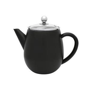 Théière Bredemeijer Duet Eva en céramique noire avec couvercle en verre 1,2 L pour la préparation du thé - Product Image 1