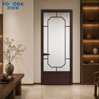 Puerta Batiente de Aluminio con Marco Estrecho Personalizado Yomoga, con Vidrio Transparente/Esmerilado, Puerta de Baño de Aluminio con Tamaño Personalizado