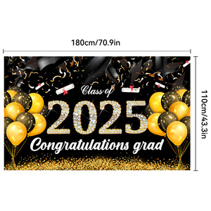 2025 Graduation Season Banner <strong>CONGRATS</strong> GRAD for Amazon School Party Photo Background Cloth Home <strong>Decor</strong> Wholesale - Product Image 3