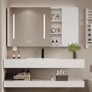 Pure White Modern Water Resistant Sintered Stone Double Layer Seamless Integrated Ceramic Basin Wall <b>Mounted</b> Hotel Bathroom - Product Image 1