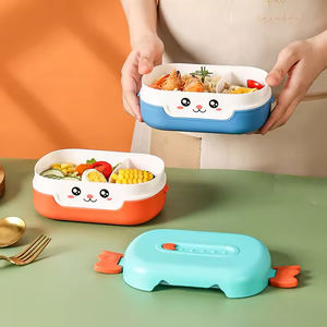 Boîte à lunch pour enfants, mignonne, de qualité alimentaire, à 2 compartiments, en plastique, boîte à lunch bento pour l'école, boîte à lunch pour étudiants, boîte à lunch pour le bureau, conteneur alimentaire - Product Image 3