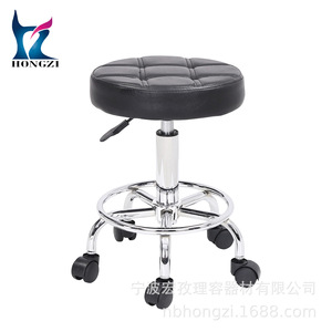 Hongzi Black Nail Salon <b>Stool</b> Round <b>Height</b> <b>Adjustable</b> Rotating For Beauty Salon Hairdressing Chair - Product Image 1