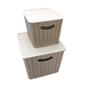 Giỏ Đựng Mây Bằng Nhựa Hình Chữ Nhật Có Nắp Đậy Giỏ Đựng Đồ Giặt Có Nắp Đậy - Product Image 3